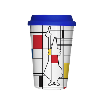 Mondrian Takeaway Mug – Stylish Travel Coffee Cup with Abstract Design