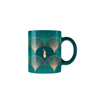 Bialetti Déco Glamour Green Mug – 330ml Porcelain Coffee Cup with Art Deco Design