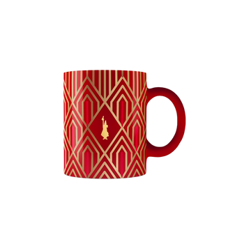 Bialetti Déco Glamour Green Mug – 330ml Porcelain Coffee Cup with Art Deco red Design