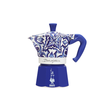 Bialetti Dolce & Gabbana Mediterranean Blue Moka Pot – 6-Cup Stovetop Espresso Maker with Sicilian-Inspired Design