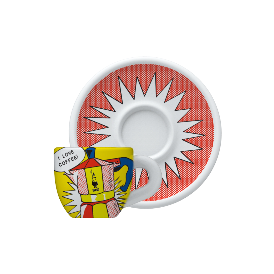 Bialetti Lichtenstein Cappuccino Cup – Elegant Ceramic Mug with Pop Art Design