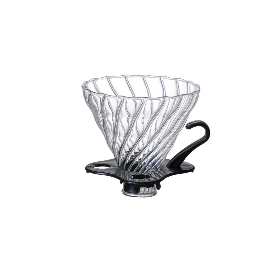 Glass Pour Over with Plastic Stand – Elegant Coffee Brewing Set with Clear Glass Dripper and Durable Plastic Base
