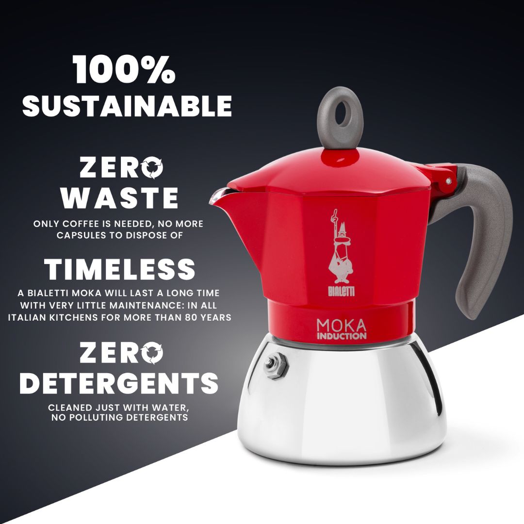Induction-Friendly Bialetti Red Espresso Maker – Italian Craftsmanship