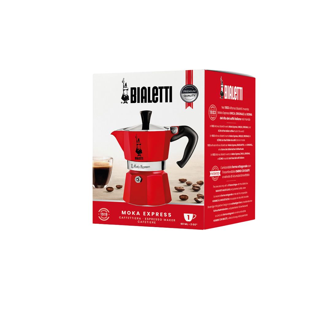Bialetti Moka Express Red – Classic Italian Stovetop Espresso Maker