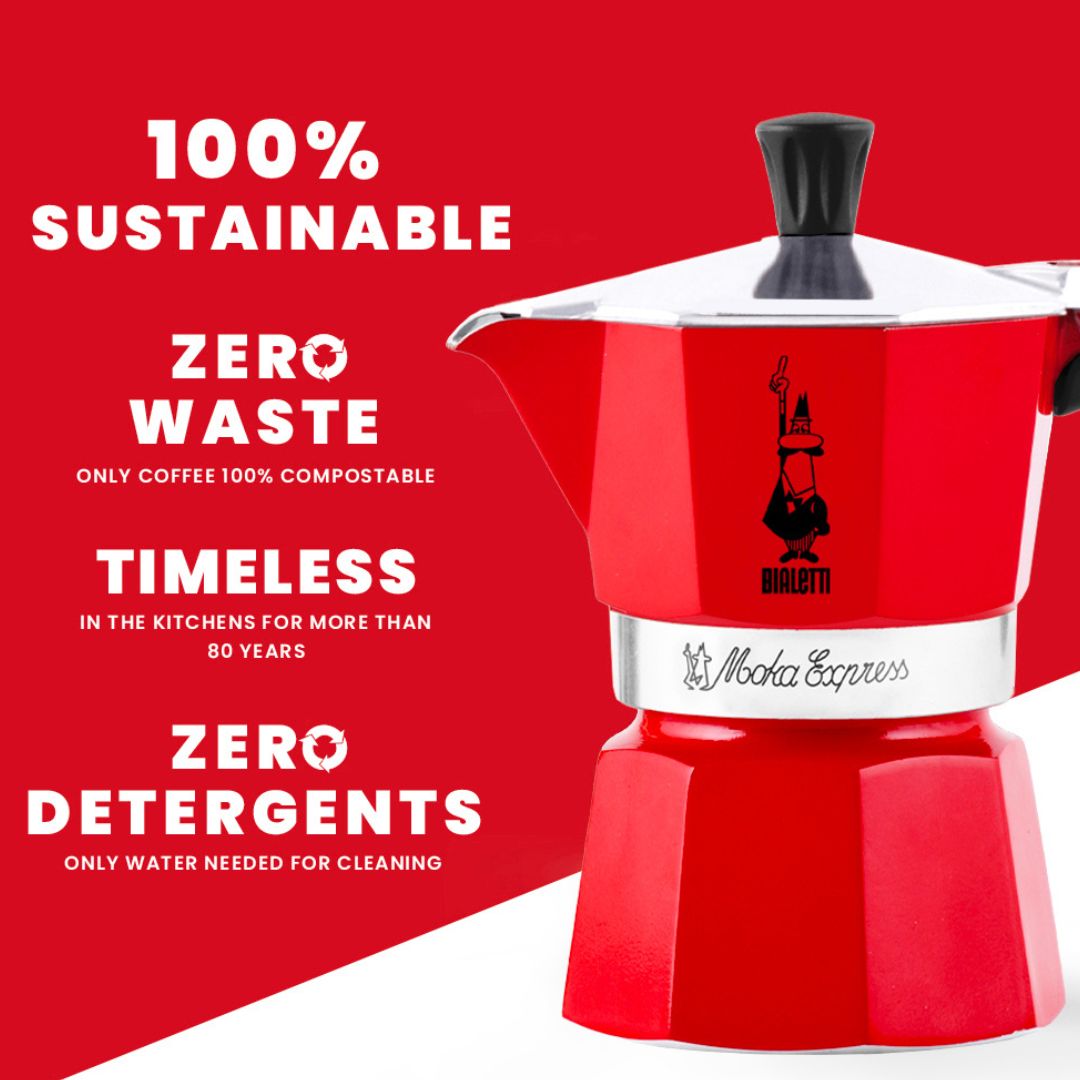 Bialetti Red Moka Pot – Stovetop Espresso Maker with Vibrant Finish