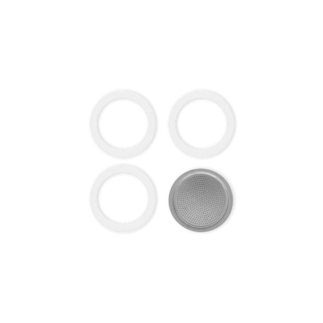 Bialetti Moka Express 3 Rubber Gasket + 1 Filter Plate