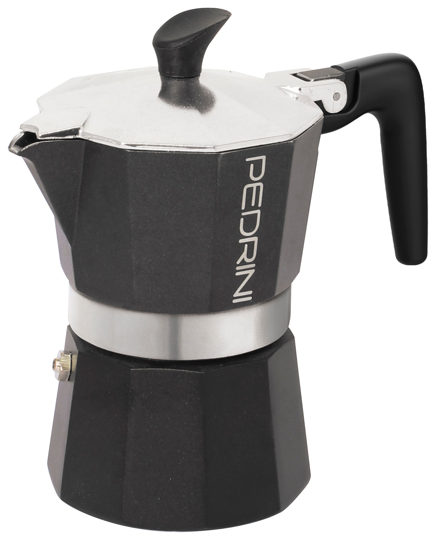 Pedrini Aroma Nero Moka Pot – Premium Aluminum Stovetop Coffee Maker (Italian Design)