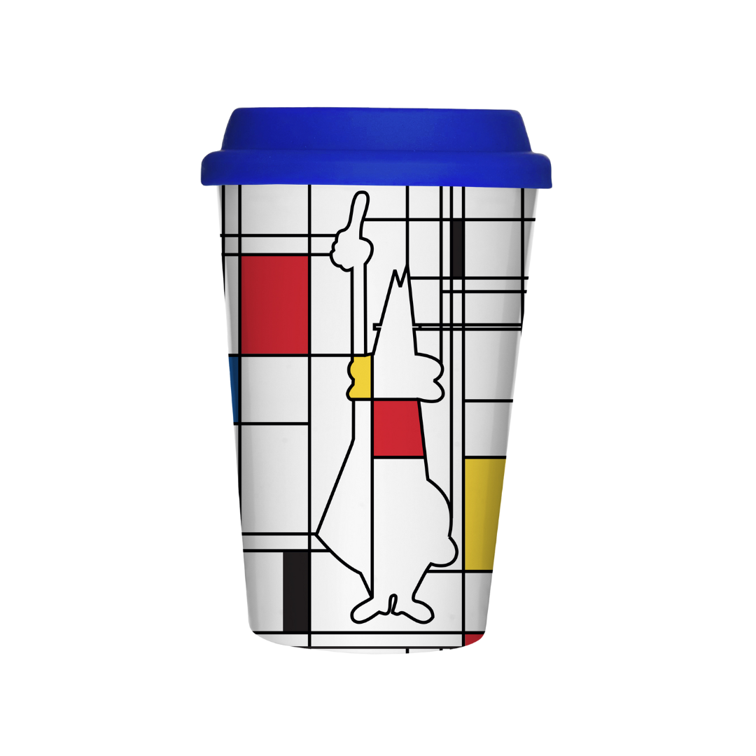 Mondrian Takeaway Mug – Stylish Travel Coffee Cup with Abstract Design