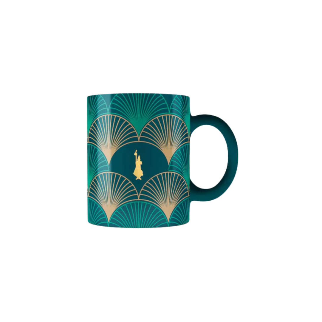 Bialetti Déco Glamour Green Mug – 330ml Porcelain Coffee Cup with Art Deco Design