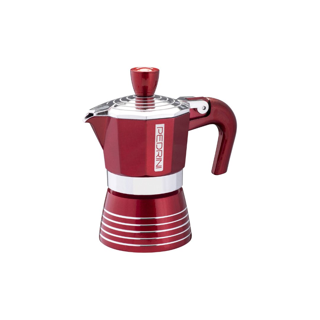 Components of Pedrini Infinity Moka Pot – aluminum filter plate, rubber gasket, and water chamber
