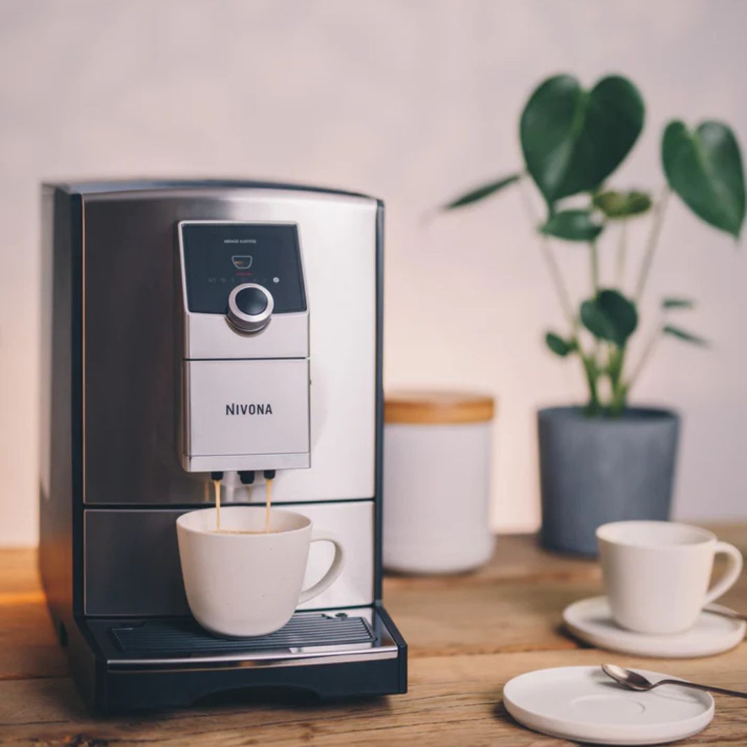 Front view of Nivona NICR 799 showcasing intuitive control panel with OneTouch function for cappuccino and latte macchiato