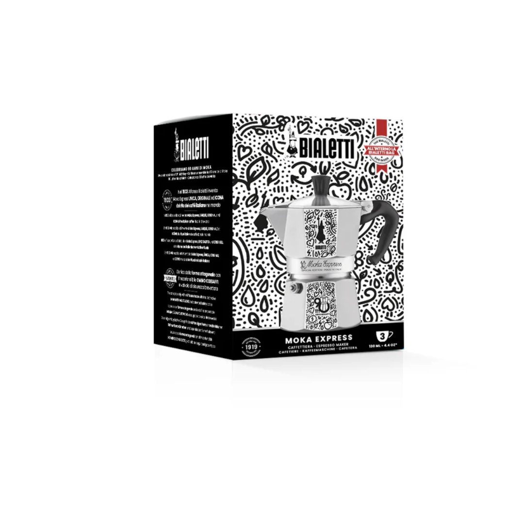 Bialetti Moka Express 90th Anniversary Edition in original packaging highlighting limited edition status
