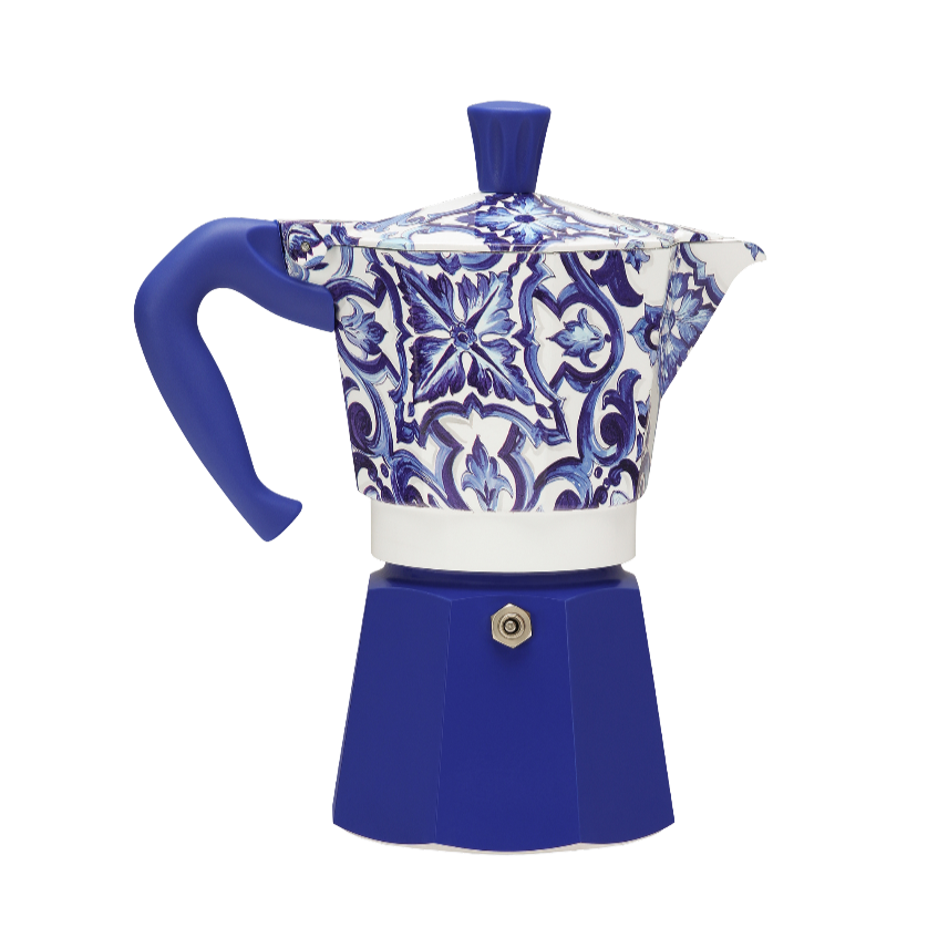Moka Express Dolce & Gabbana 3 Tazze – Elegant Stovetop Espresso Pot with Iconic Italian Design blue