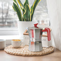 Pedrini Eco Moka Sleev on stovetop in contemporary kitchen environment – eco-friendly coffee brewing