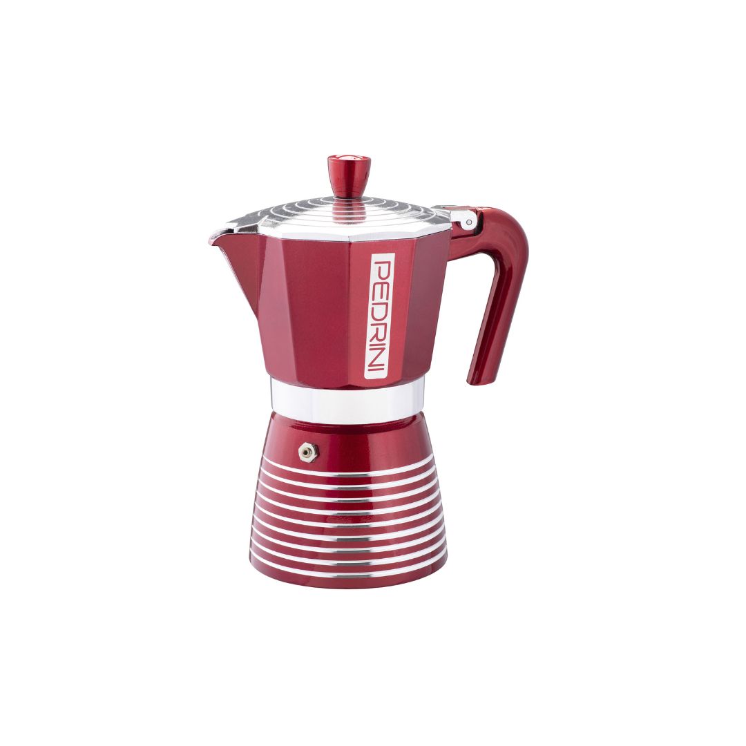 Pedrini Infinity Moka Pot on stovetop in contemporary kitchen – blending modern aesthetics with traditional brewing​