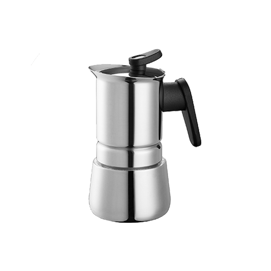 Pedrini Steel Moka Pot – Stainless Steel Stovetop Espresso Maker for Induction and Gas Hobs