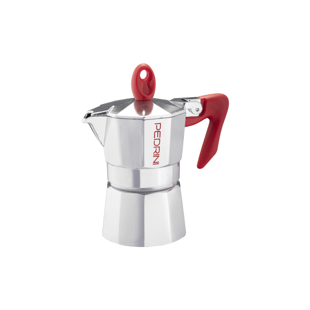 Pedrini CAFFETTIERA Coffee Maker – Red Handle | Stovetop Moka Pot