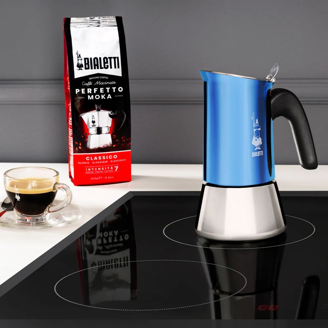 Venus Blue Espresso Pot – Bialetti Induction-Friendly Moka Pot