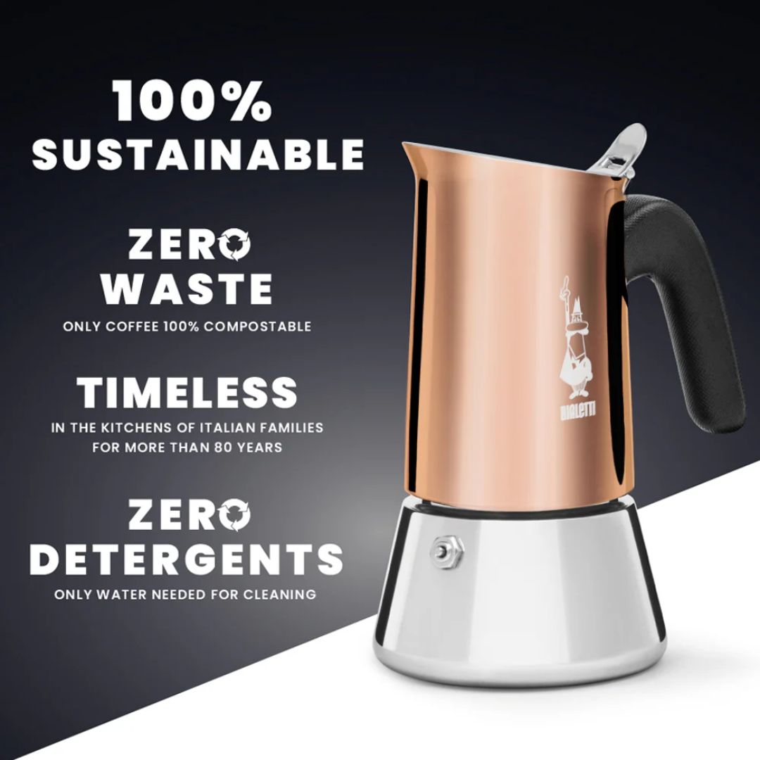 Bialetti Venus Induction Moka Pot – Stylish Stainless Steel and Copper Coffee Maker