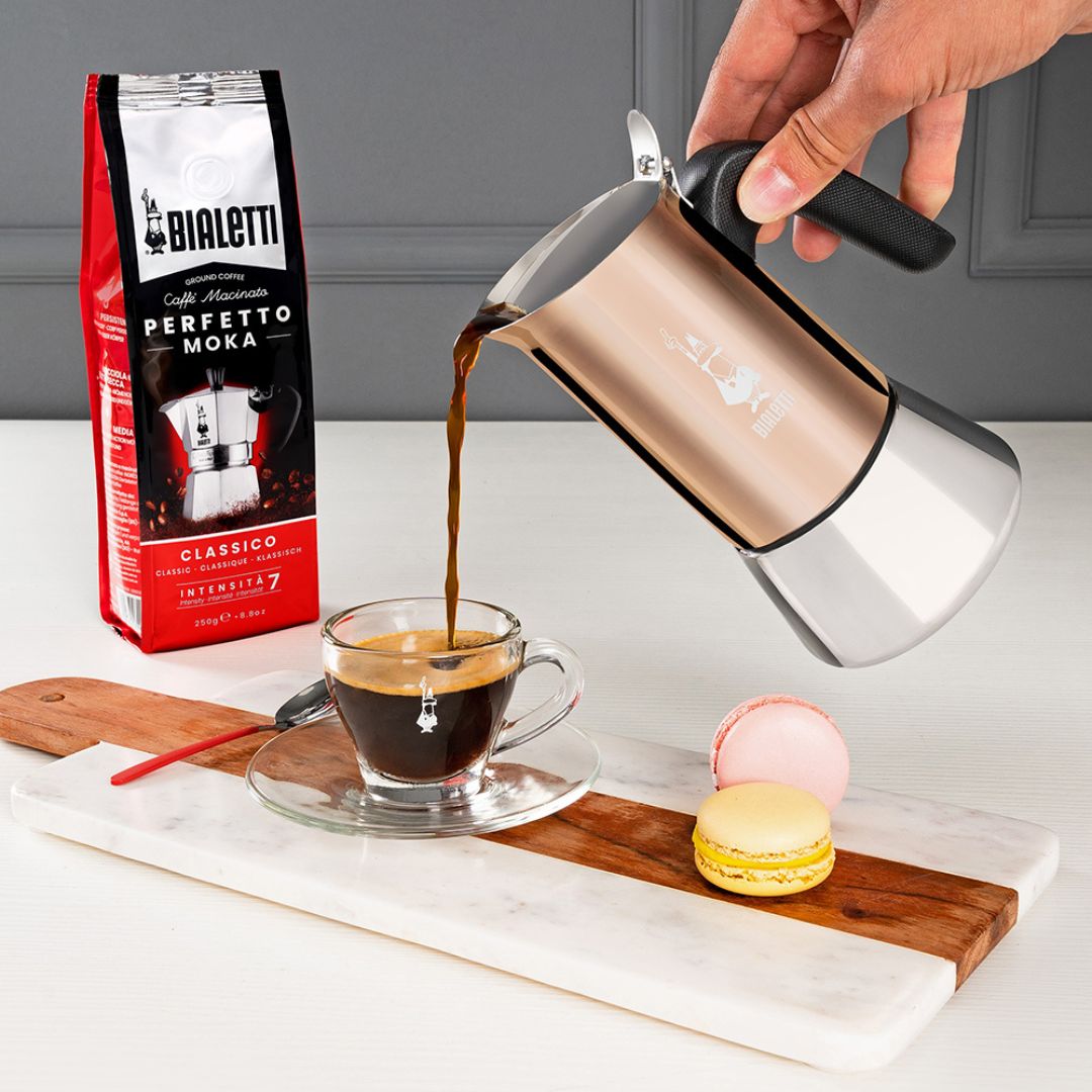 Venus Induction Moka Pot – Bialetti Stainless Steel Coffee Maker with Copper Accents