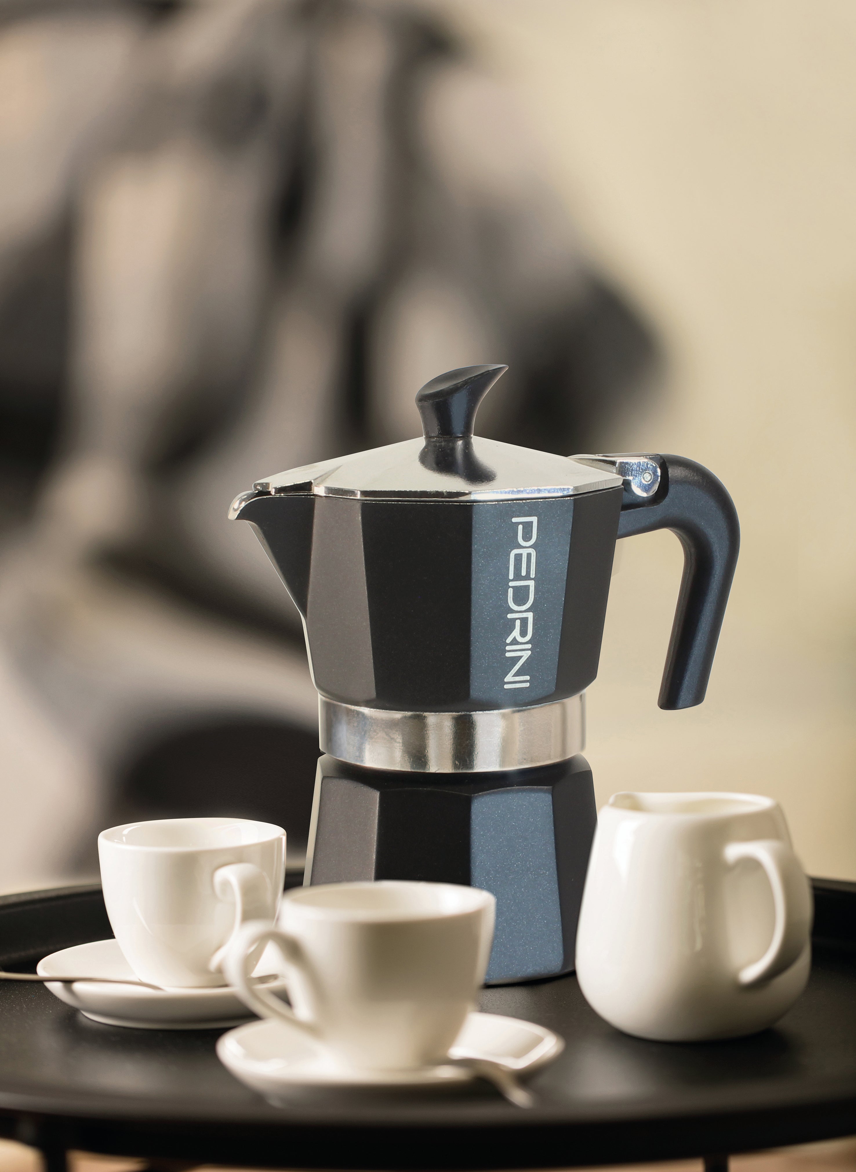 Pedrini Aroma Nero Moka Pot – Premium Aluminum Stovetop Coffee Maker (Italian Design)