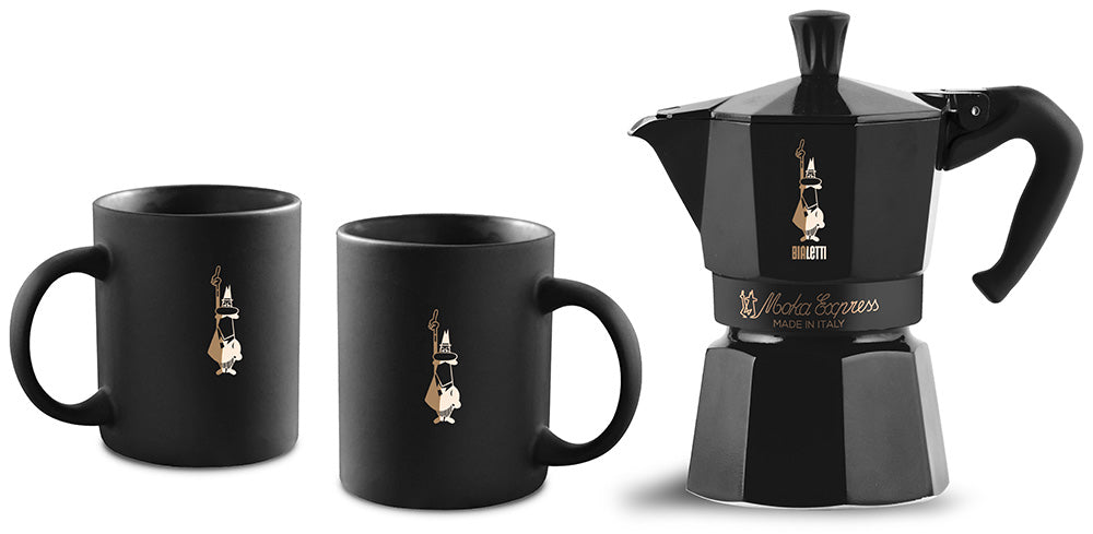 Black Star Edition Moka Express 6 Cups Plus 2 Mugs