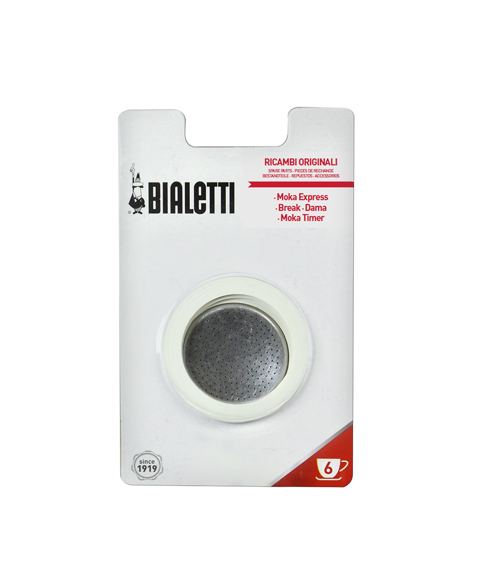 Bialetti Moka Express 3 Rubber Gasket + 1 Filter Plate
